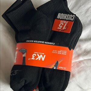 NK3 Men's Black Cushion Athletic Socks